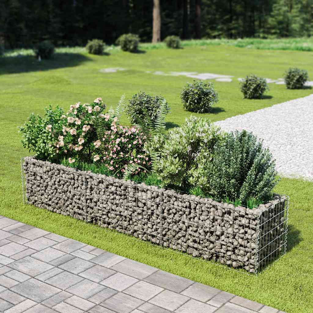 143563 vidaXL Gabion Raised Bed Galvanised Steel 270x50x50 cm