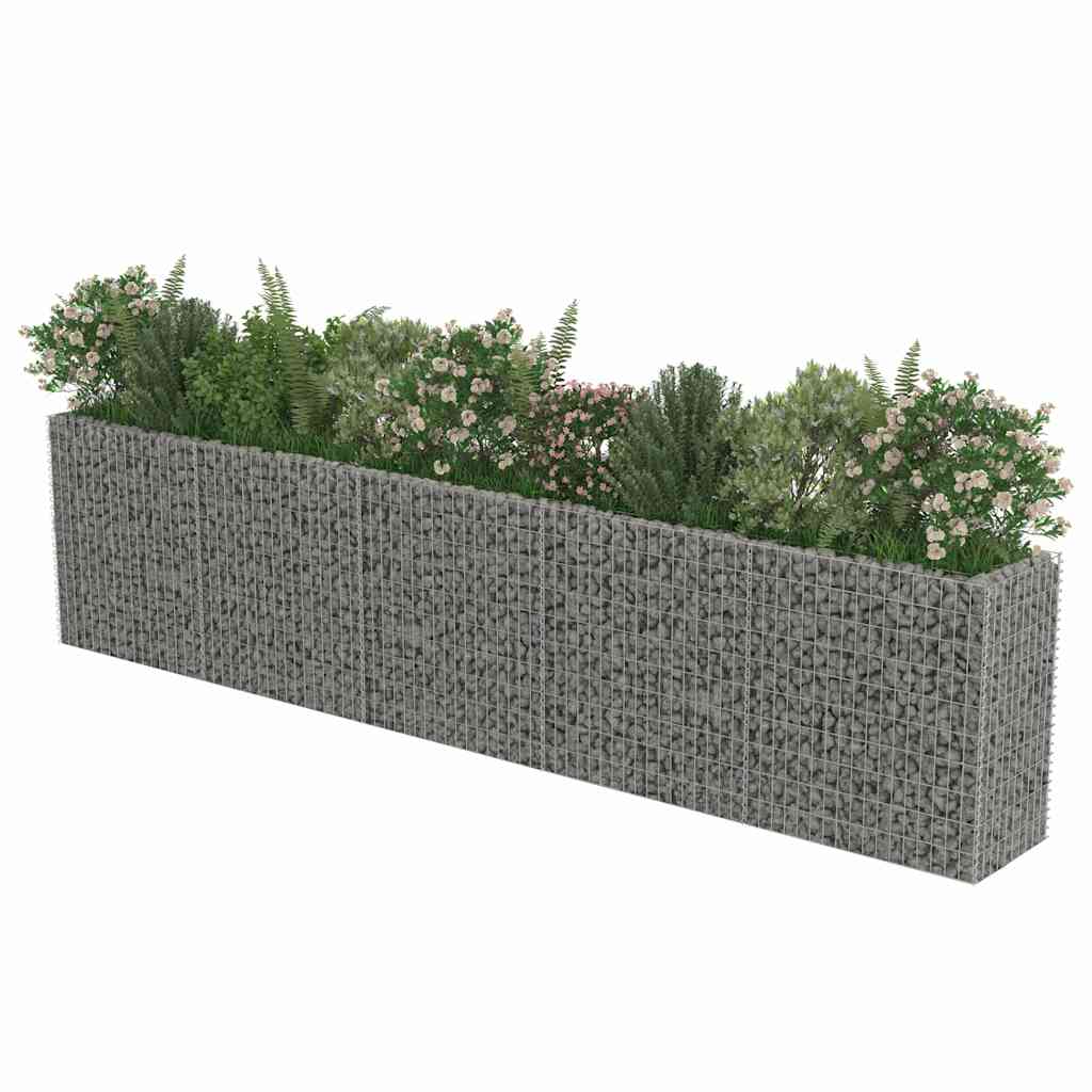 143564 vidaXL Gabion Raised Bed Galvanised Steel 450x50x100 cm