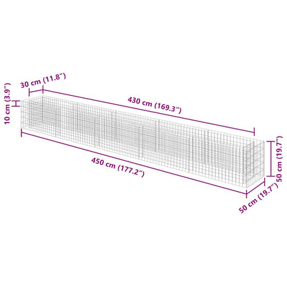 143565 vidaXL Gabion Raised Bed Galvanised Steel 450x50x50 cm