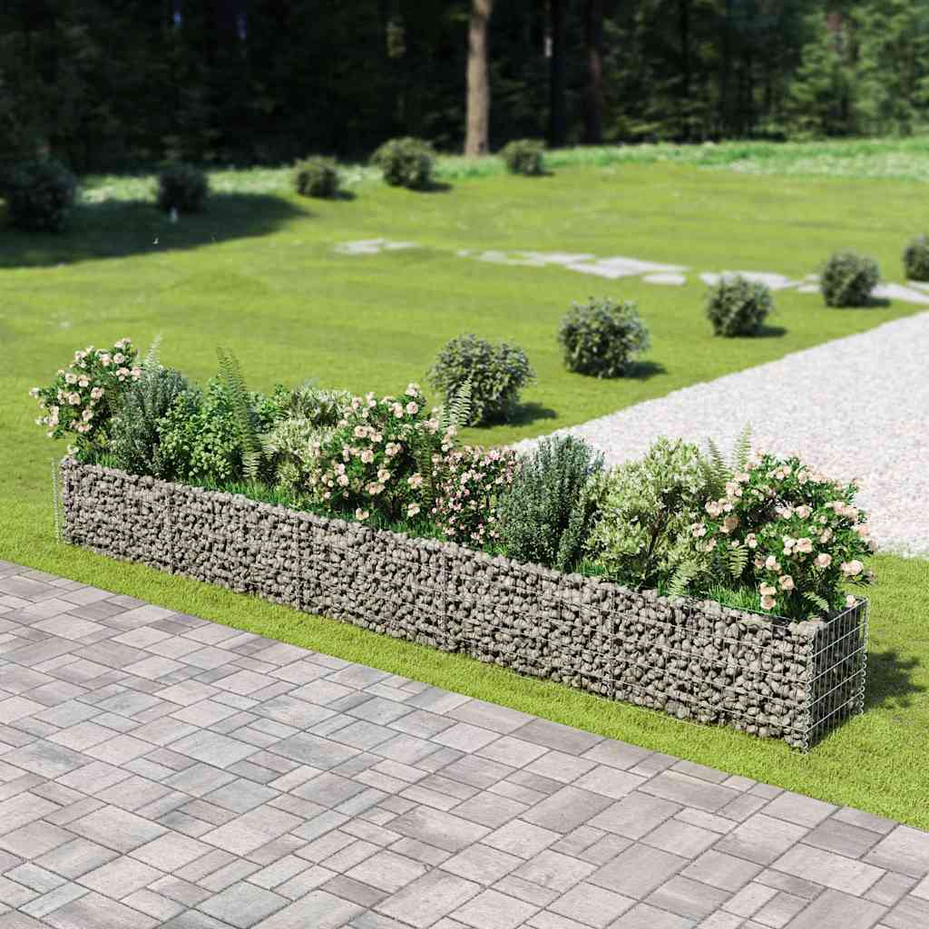 143565 vidaXL Gabion Raised Bed Galvanised Steel 450x50x50 cm