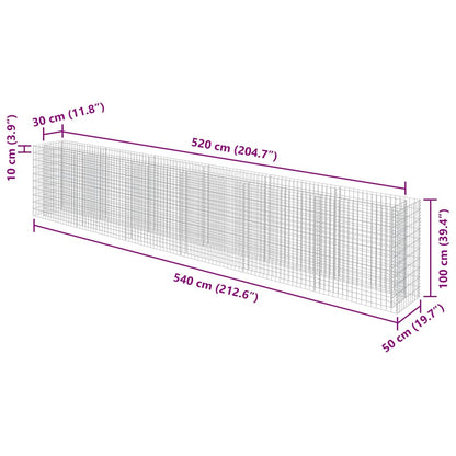 143566 vidaXL Gabion Raised Bed Galvanised Steel 540x50x100 cm