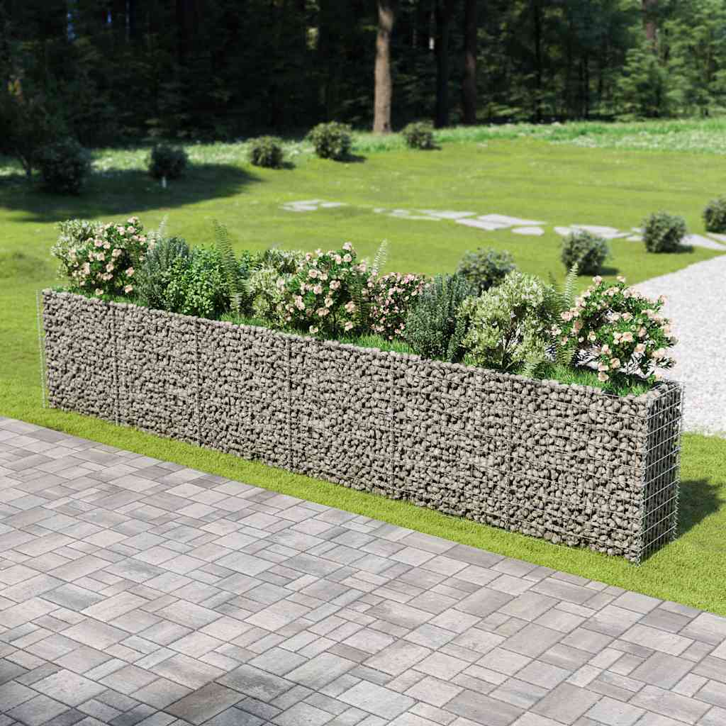 143566 vidaXL Gabion Raised Bed Galvanised Steel 540x50x100 cm