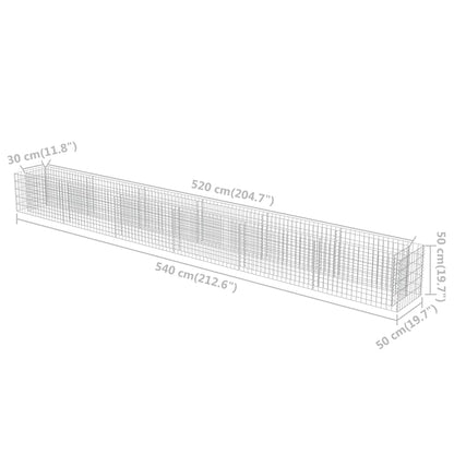 vidaXL Gabion Raised Bed Galvanised Steel 540x50x50 cm