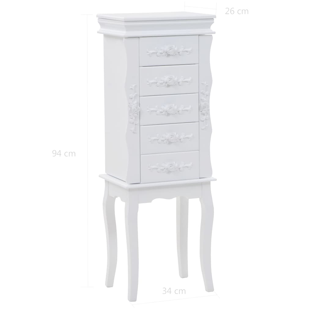 vidaXL Free Standing Jewelery Cabinet White