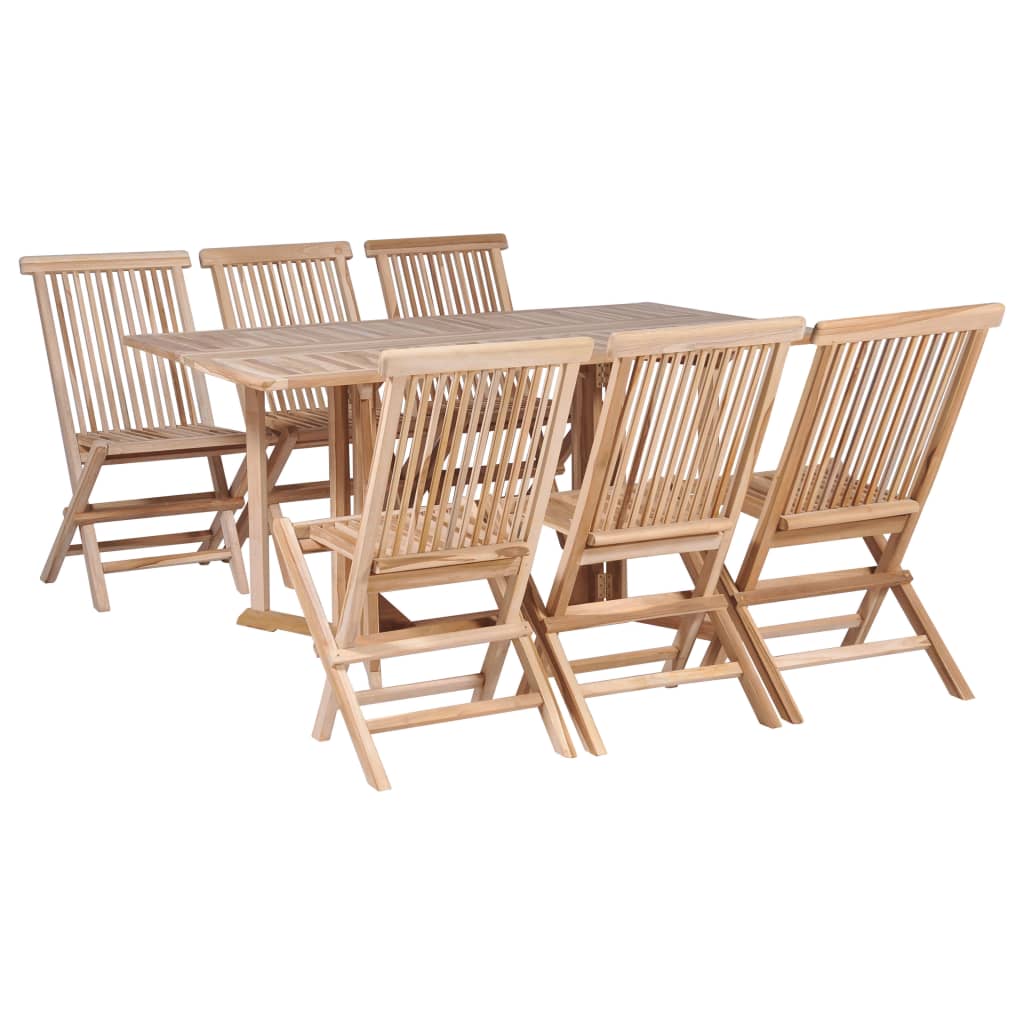 vidaXL 7 Piece Folding Outdoor Dining Set Solid Teak Wood
