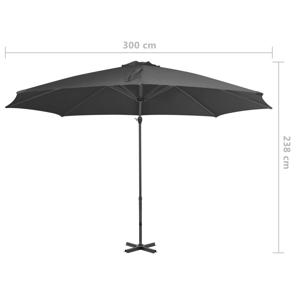 vidaXL Cantilever Garden Parasol | Anthracite | Polyester, Aluminium | Large
