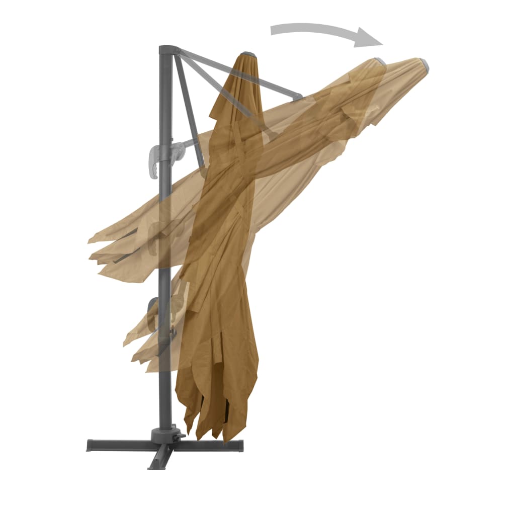 vidaXL Cantilever Garden Parasol | Taupe | Polyester | Large | Rotatable