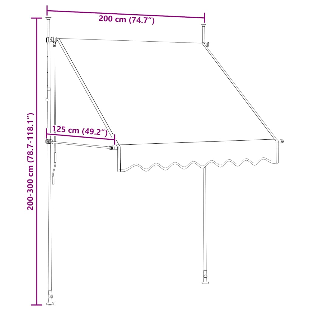 vidaXL Manual Retractable Awning 200 cm Cream