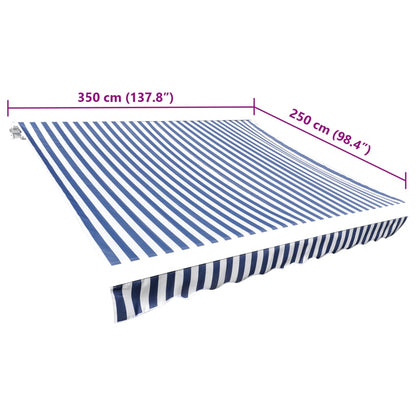 vidaXL Awning Top Sunshade Canvas Blue & White 3.5x2.5 m