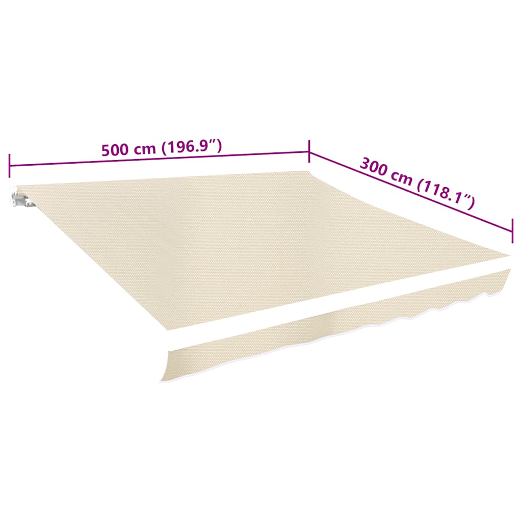 vidaXL Awning Replacement Fabric Cream 5x3 m Polyester