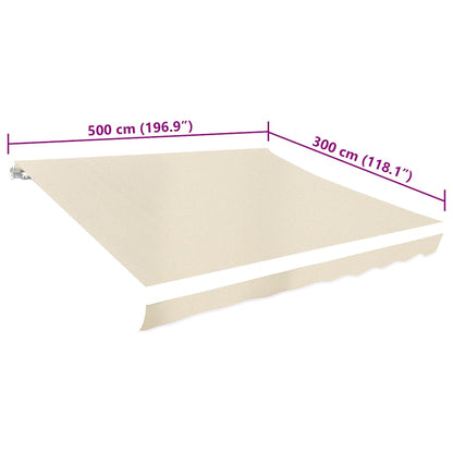 vidaXL Awning Replacement Fabric Cream 5x3 m Polyester
