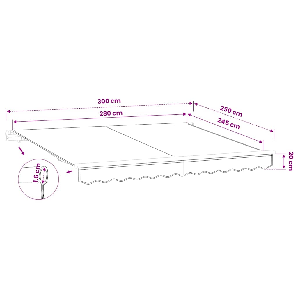 vidaXL Awning Replacement Fabric Grey 300x250 cm Polyester