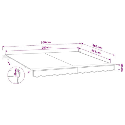 vidaXL Awning Replacement Fabric Grey 300x250 cm Polyester