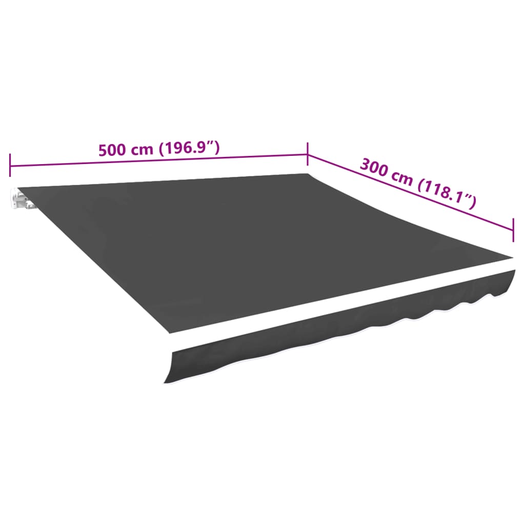 vidaXL Awning Top Sunshade Canvas Anthracite 5x3 m