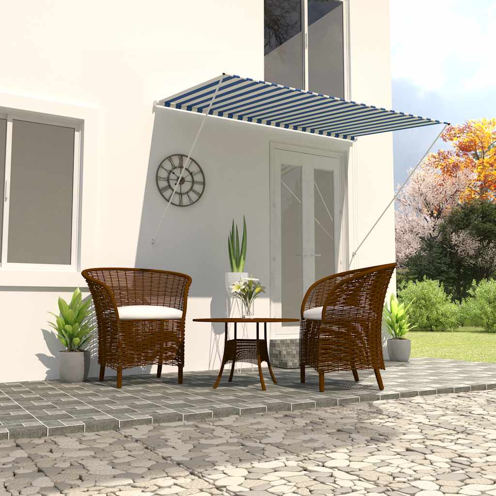 vidaXL Retractable Awning 250x150 cm Blue and White