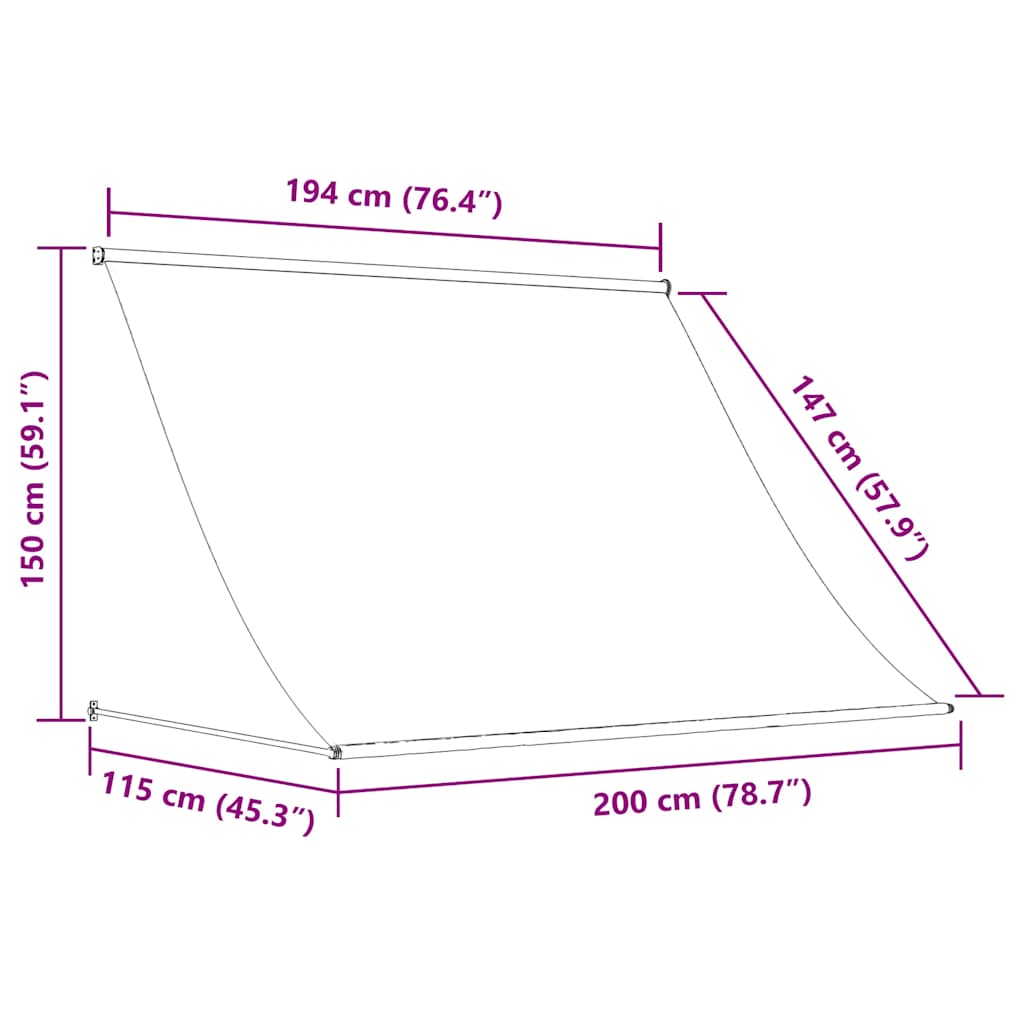 vidaXL Retractable Awning 200x150 cm Cream