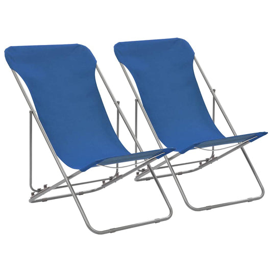 vidaXL Folding Chairs 2 pcs Steel and Oxford Fabric Blue