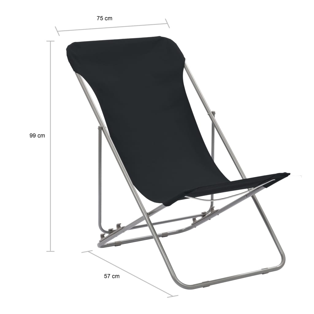 vidaXL Beach Chair | Set of 2 | Black