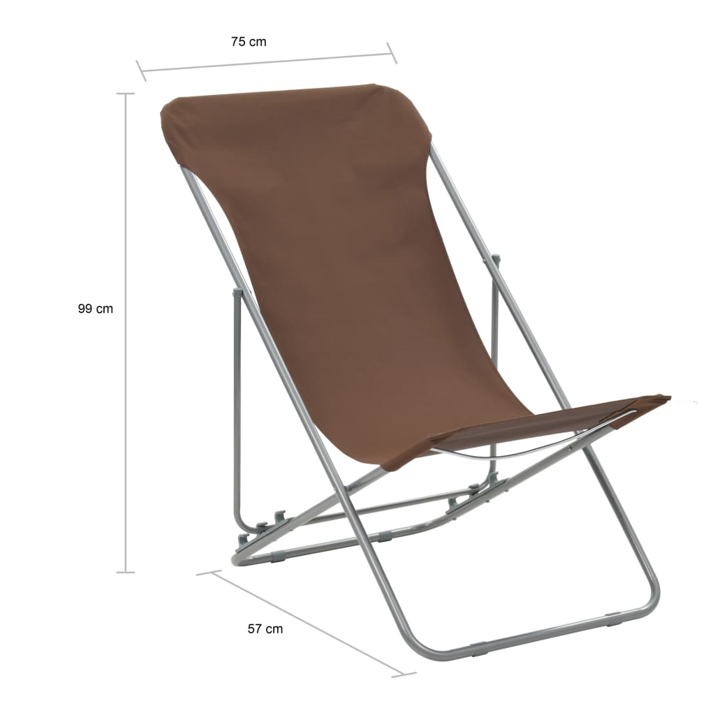 vidaXL Beach Chair | Set of 2 | Brown
