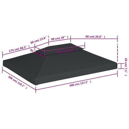 vidaXL 2-Tier Gazebo Top Cover 310 g/m² 4x3 m Anthracite