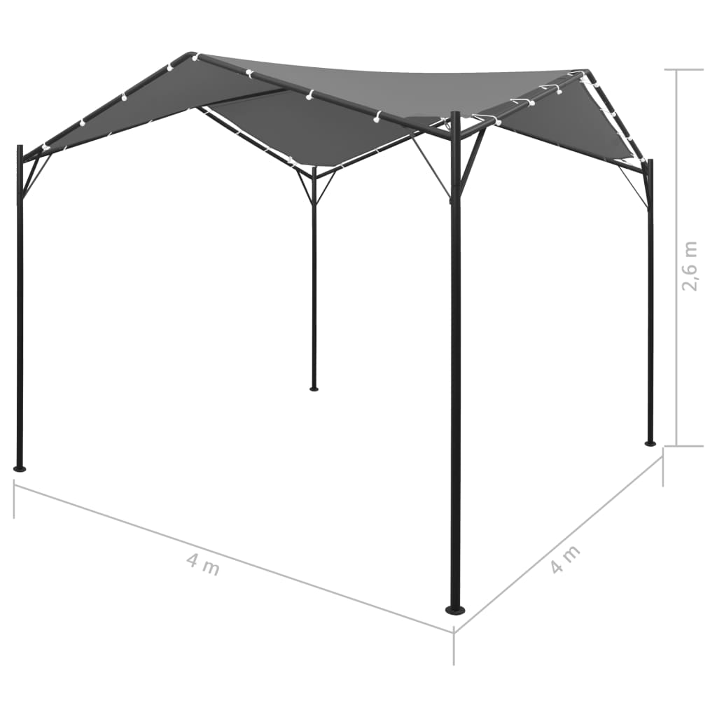 vidaXL Gazebo | Anthracite | Powder-coated steel | 4x4 meters