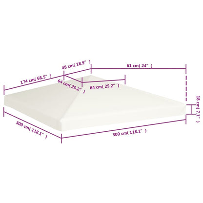 44777 vidaXL Gazebo Top Cover 310 g/m² 3x3 m Cream White