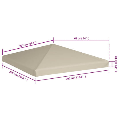 44778 vidaXL Gazebo Top Cover 310 g/m² 3x3 m Beige