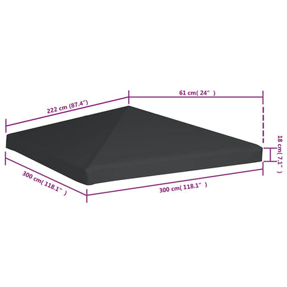 44781 vidaXL Gazebo Top Cover 310 g/m² 3x3 m Grey