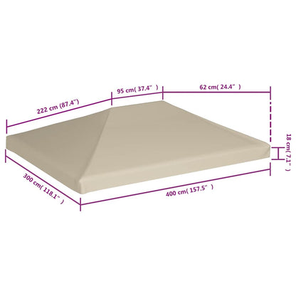 vidaXL Gazebo Top Cover 310 g/m² 4x3 m Beige