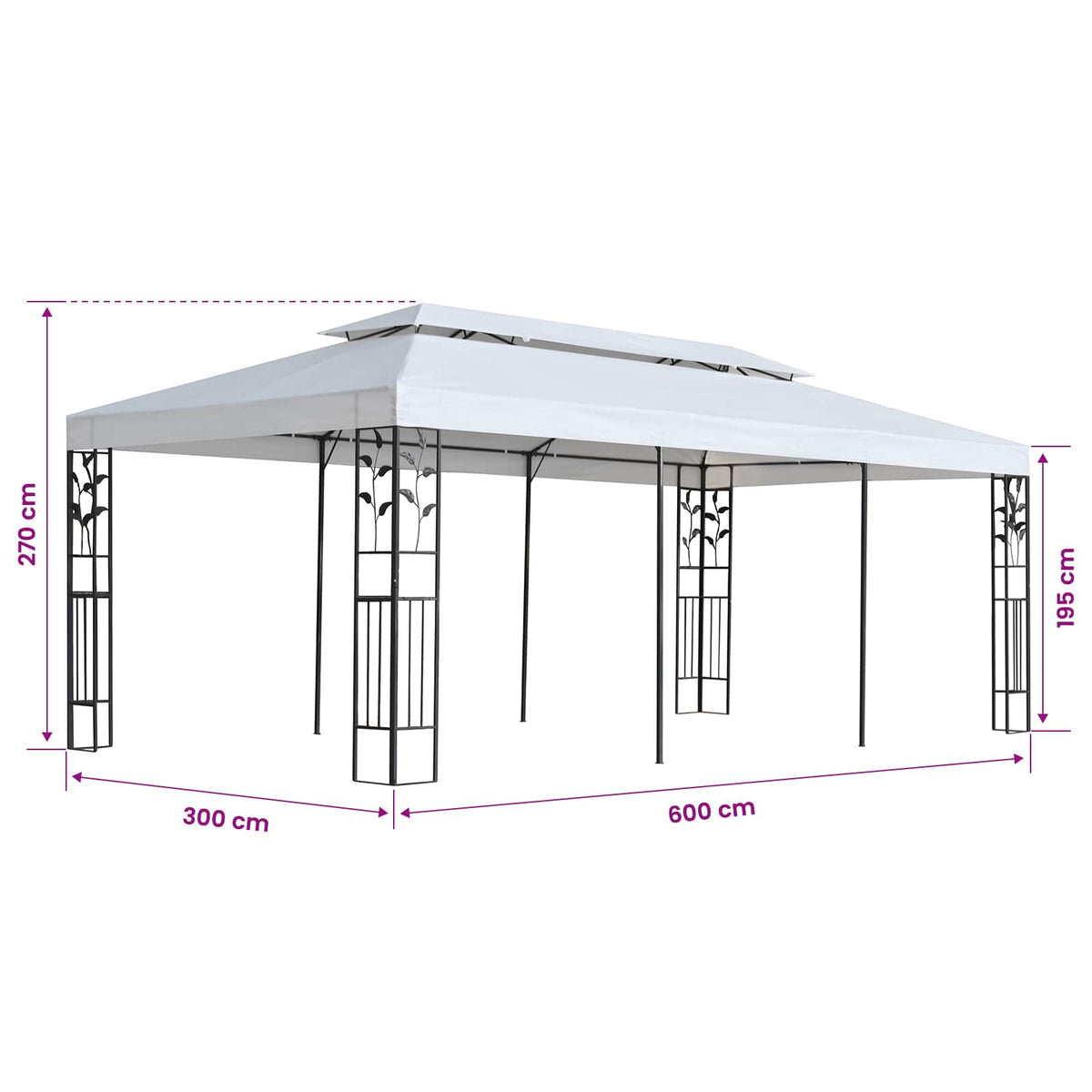 vidaXL Gazebo Fabric White 300 x 600 cm Polyester