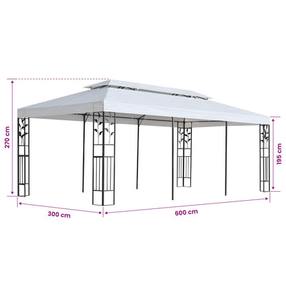 vidaXL Gazebo Fabric White 300 x 600 cm Polyester
