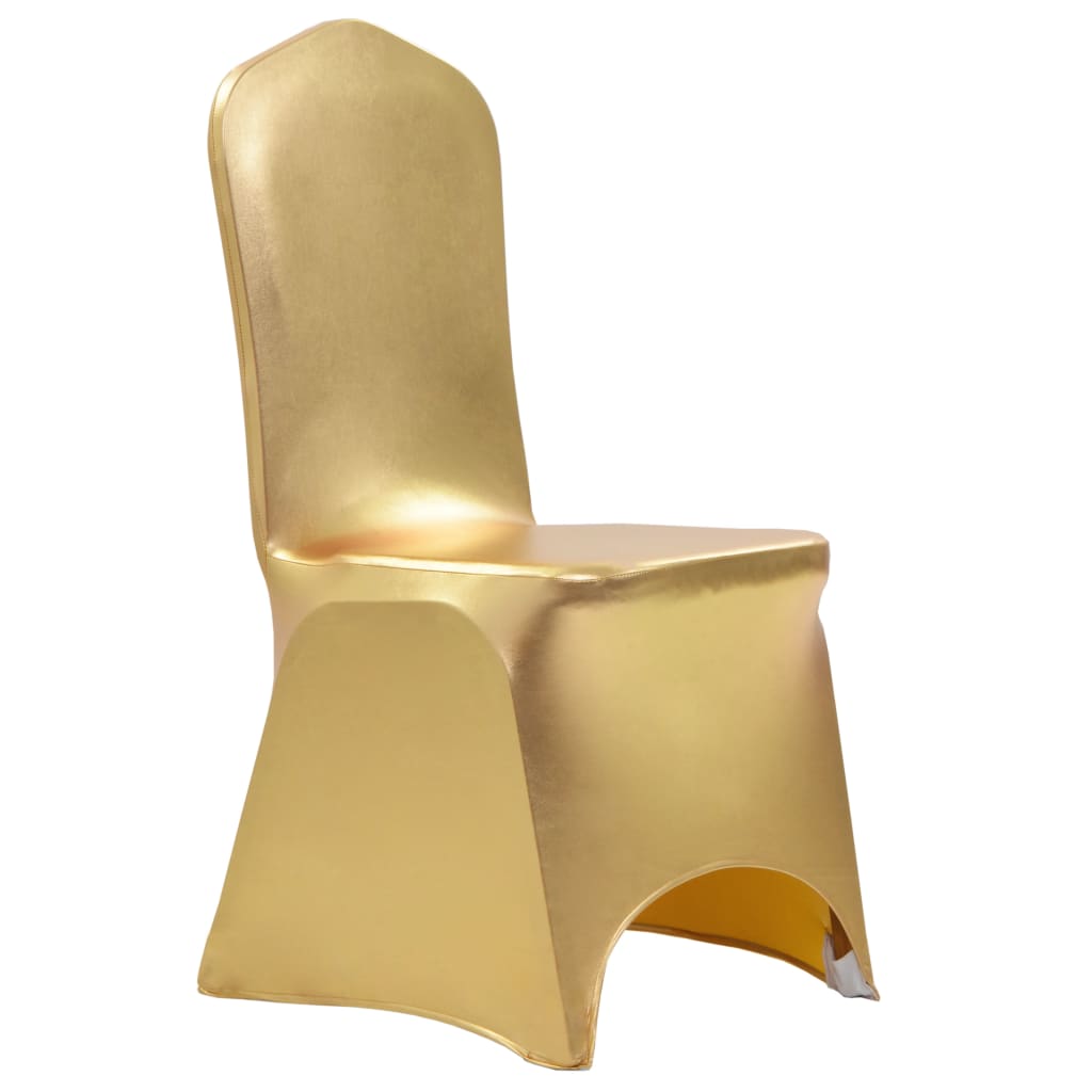 133556 vidaXL 6 pcs Chair Covers Stretch Gold