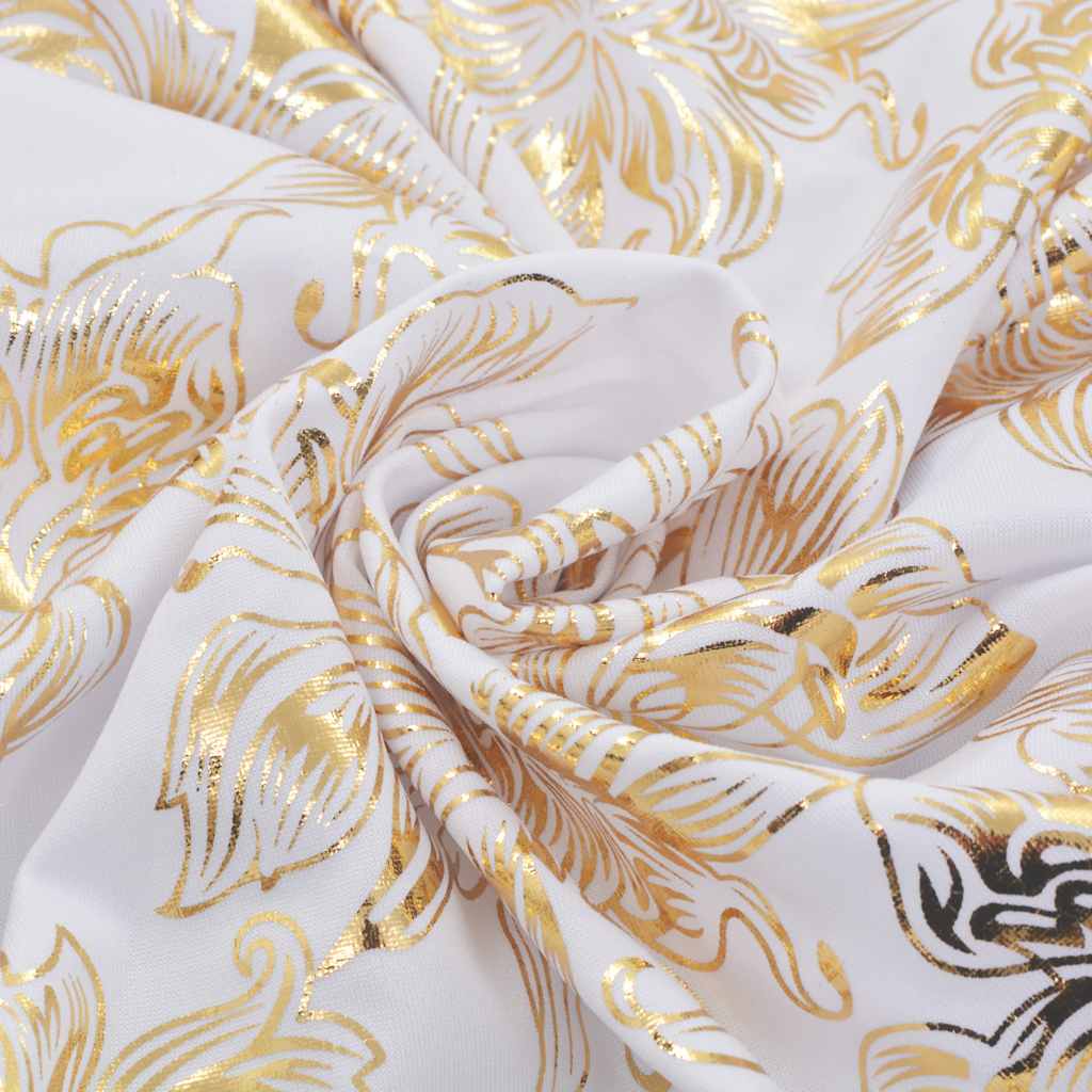 vidaXL 6 pcs Straight Chair Covers Stretch White with Golden Print