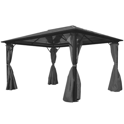 44890 vidaXL Gazebo with Curtain Anthracite Aluminium 400x300 cm