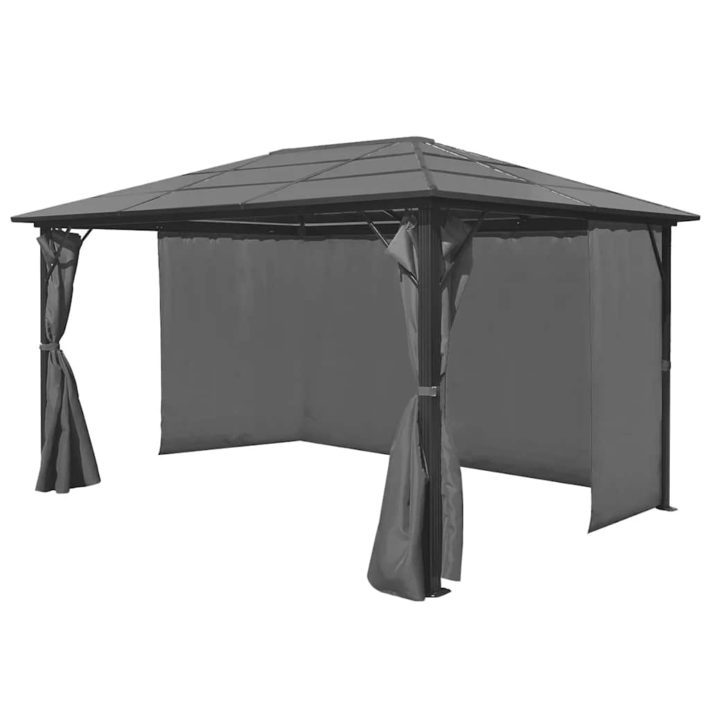 44890 vidaXL Gazebo with Curtain Anthracite Aluminium 400x300 cm
