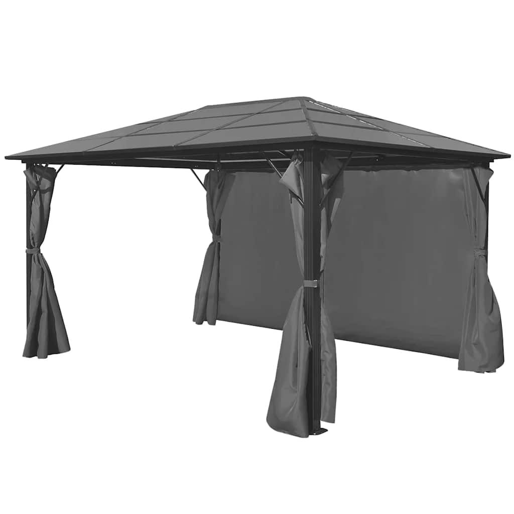 44890 vidaXL Gazebo with Curtain Anthracite Aluminium 400x300 cm