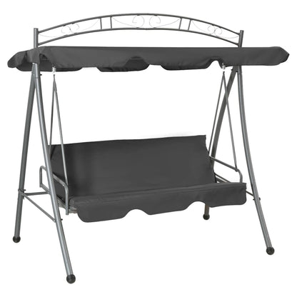 45074 vidaXL Outdoor Convertible Swing Bench with Canopy Anthracite 198x120x205 cm Steel
