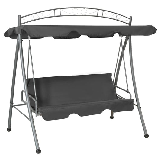 45074 vidaXL Outdoor Convertible Swing Bench with Canopy Anthracite 198x120x205 cm Steel