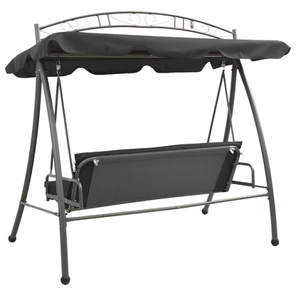 45074 vidaXL Outdoor Convertible Swing Bench with Canopy Anthracite 198x120x205 cm Steel