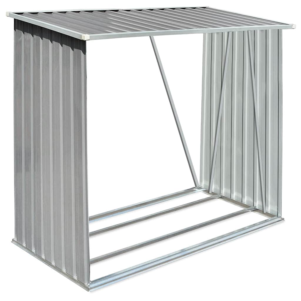vidaXL Garden Log Storage Shed Galvanised Steel 163x83x154 cm Grey