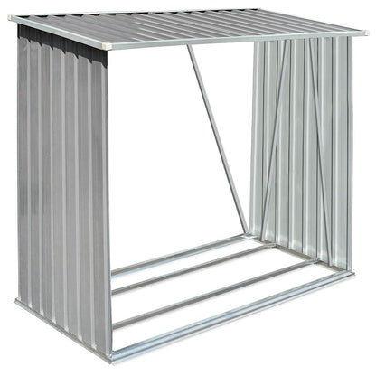 vidaXL Garden Log Storage Shed Galvanised Steel 163x83x154 cm Grey
