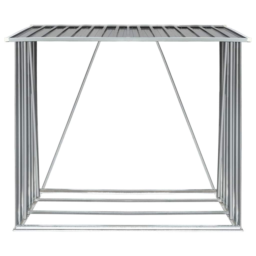 vidaXL Garden Log Storage Shed Galvanised Steel 163x83x154 cm Grey