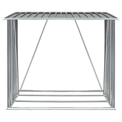 vidaXL Garden Log Storage Shed Galvanised Steel 163x83x154 cm Grey