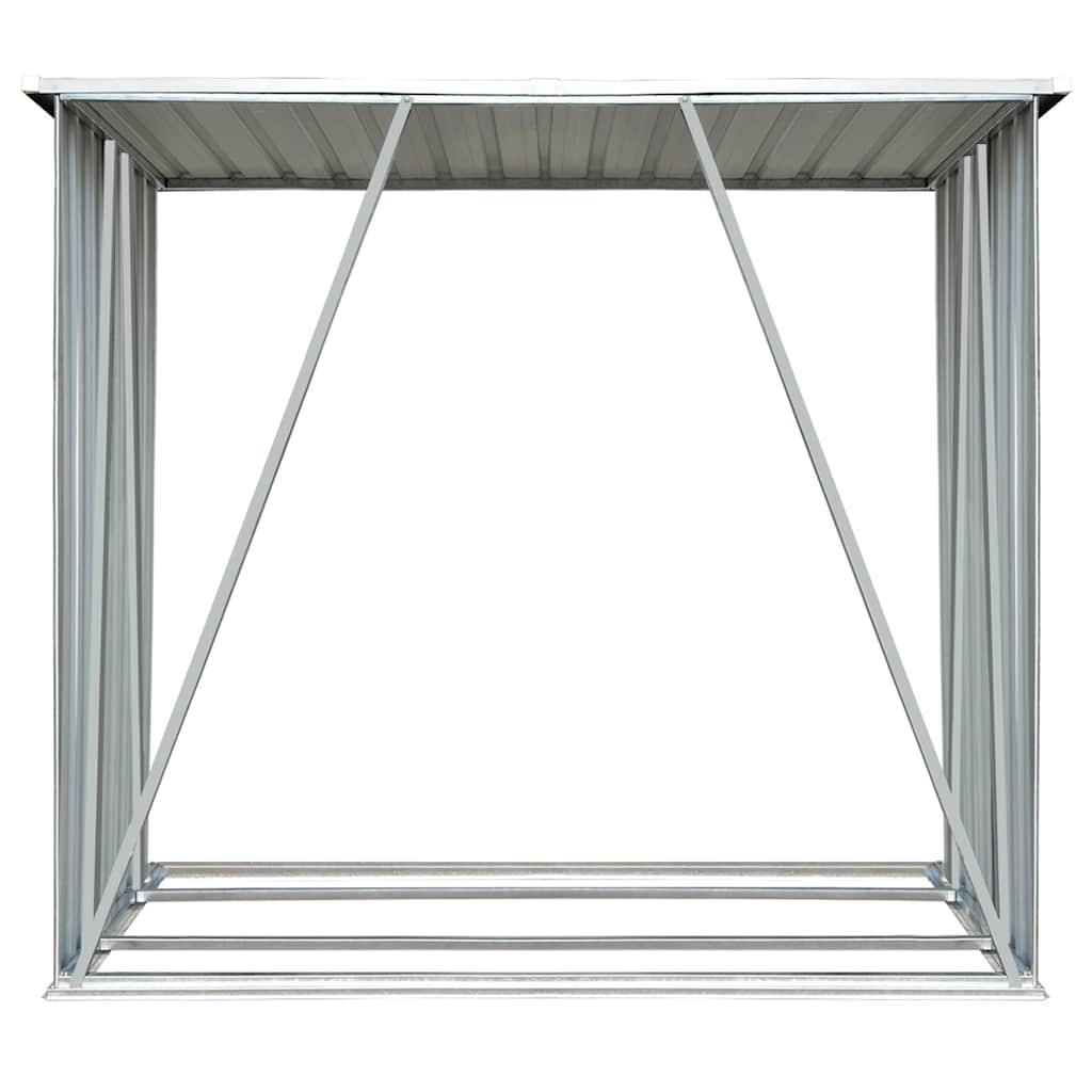 vidaXL Garden Log Storage Shed Galvanised Steel 163x83x154 cm Grey