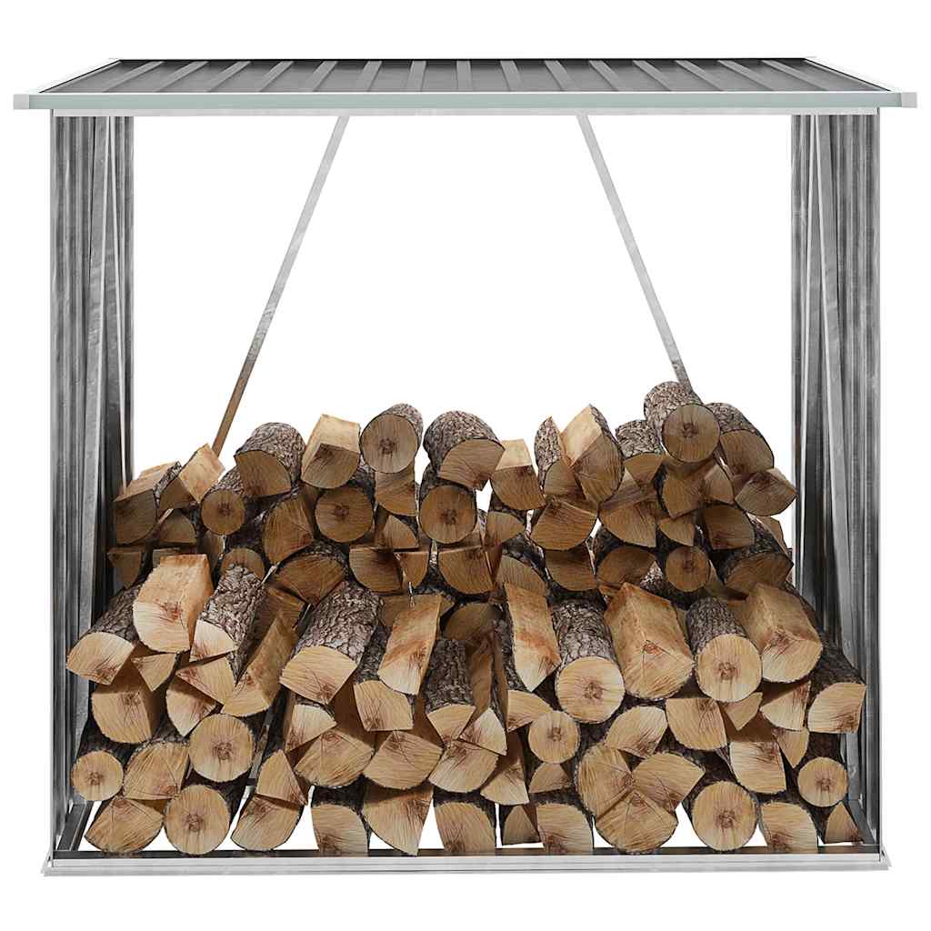 vidaXL Garden Log Storage Shed Galvanised Steel 163x83x154 cm Grey