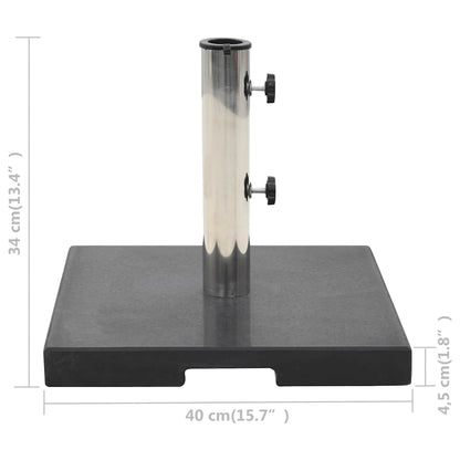 vidaXL Parasol Base | Black | Granite, Stainless Steel | 20kg, 40 x 40 x 4.5 cm