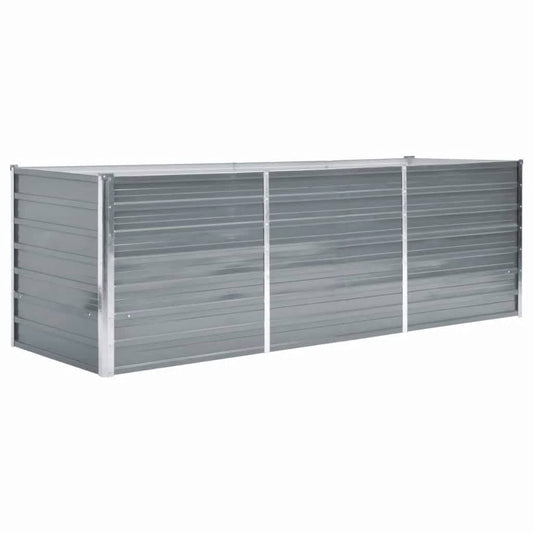 44840 vidaXL Garden Raised Bed Galvanised Steel 240x80x77 cm Grey