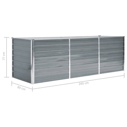 vidaXL Garden Raised Bed Galvanised Steel 240x80x77 cm Grey
