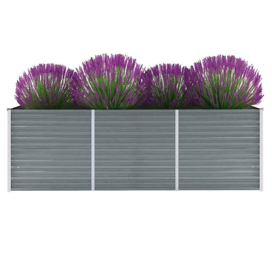 44840 vidaXL Garden Raised Bed Galvanised Steel 240x80x77 cm Grey