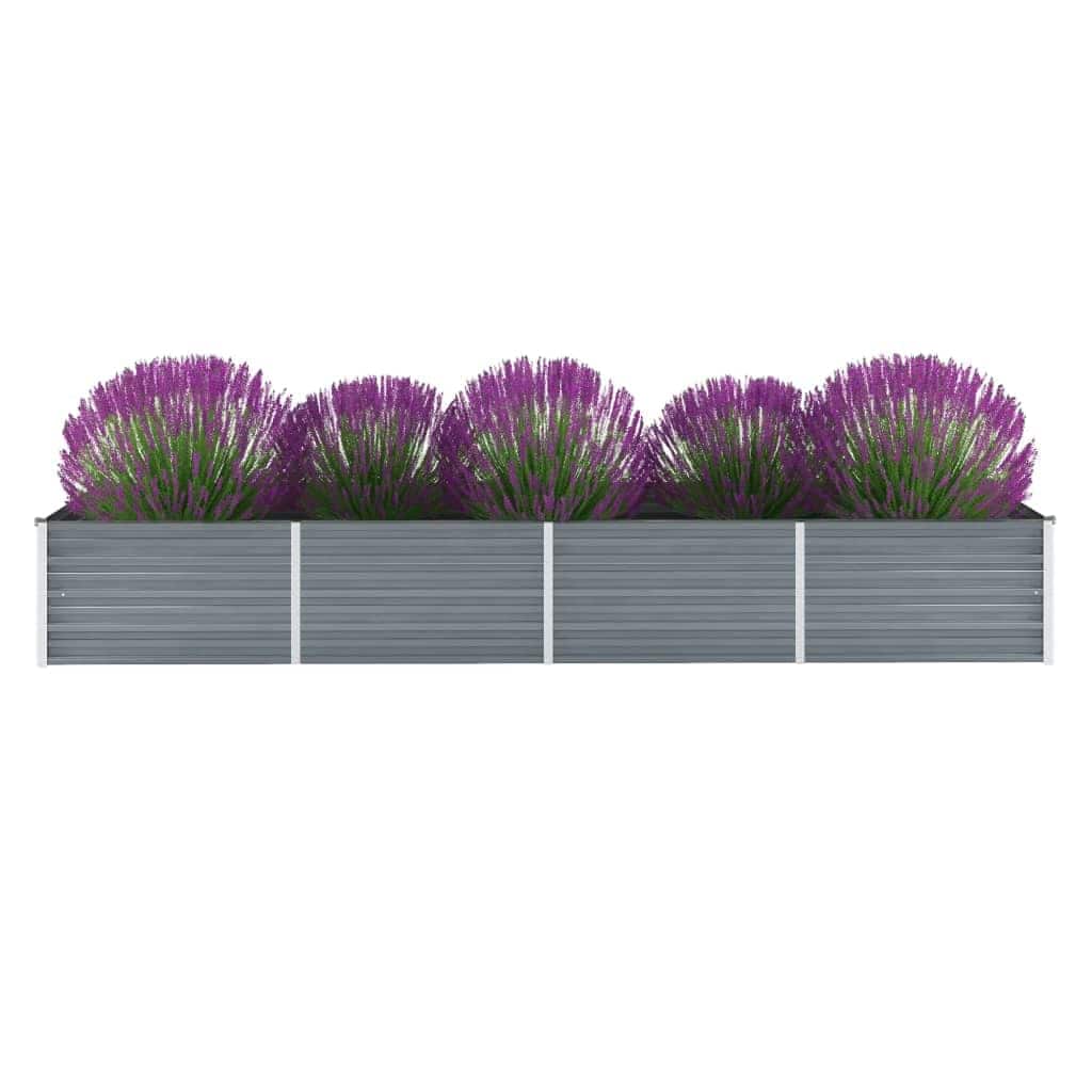 44846 vidaXL Garden Raised Bed Galvanised Steel 320x80x45 cm Grey